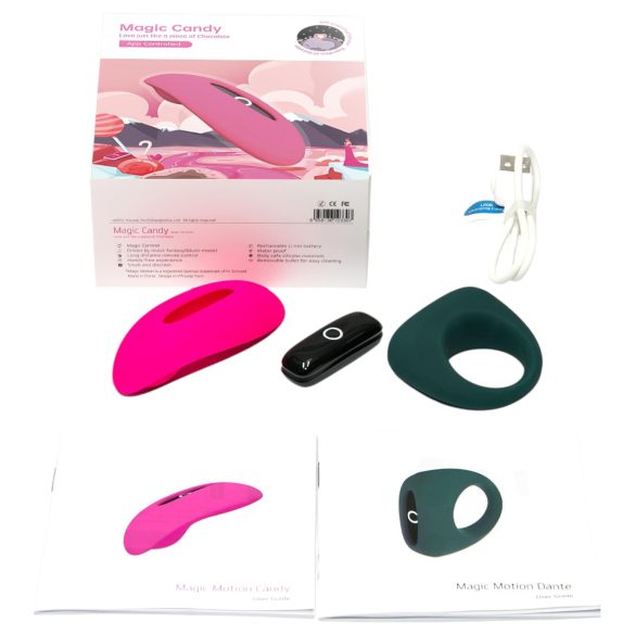 Magic Motion - vibrator pentru cuplu set - silicon roz-verde