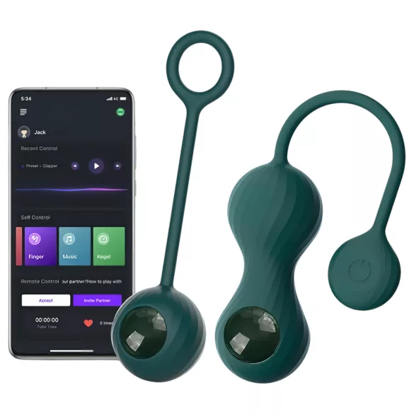 Magic Motion Crystal Duo - Bile geisha cu vibrații controlate prin aplicație (verde)