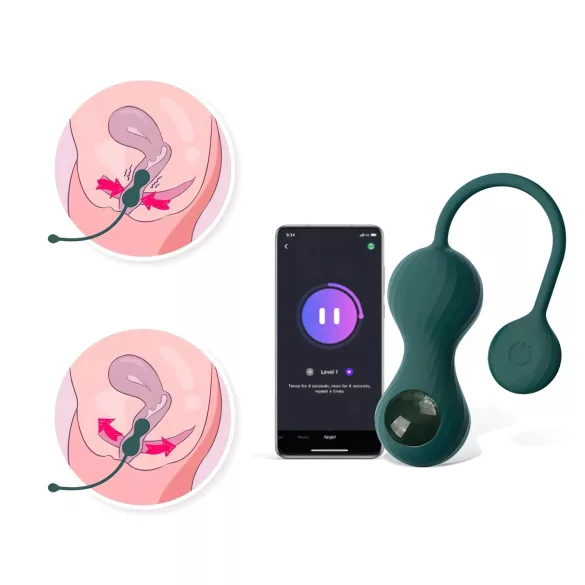Magic Motion Crystal Duo - Bile geisha cu vibrații controlate prin aplicație (verde)