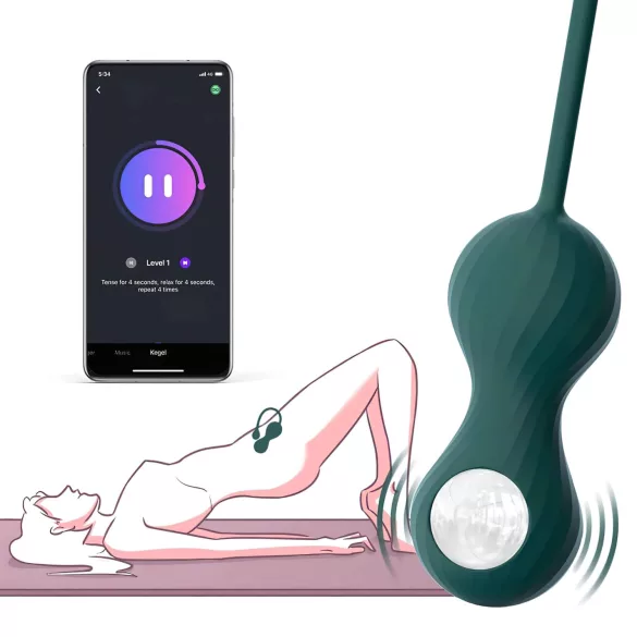 Magic Motion Crystal Duo - Bile geisha cu vibrații controlate prin aplicație (verde)