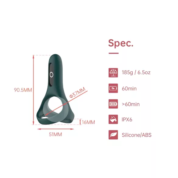 Magic Motion Rise - inel pentru penis vibrator inteligent, reîncărcabil, verde