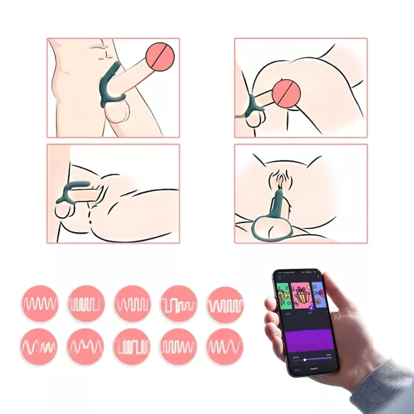 Magic Motion Rise - inel pentru penis vibrator inteligent, reîncărcabil, verde