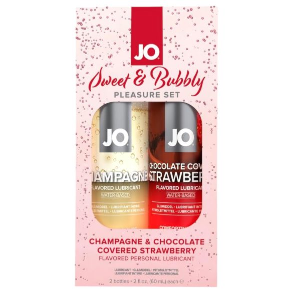 Lubrifiant JO Sweet & Bubble - șampanie-ciocolată-căpșuni (2 buc)