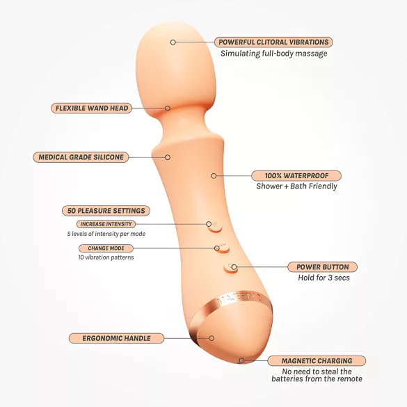 Vush Majesty 2 - vibrator masaj reîncărcabil, impermeabil - portocaliu