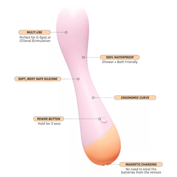 Vush Peachy G-Spot - vibrator punctul G reîncărcabil silicon roz