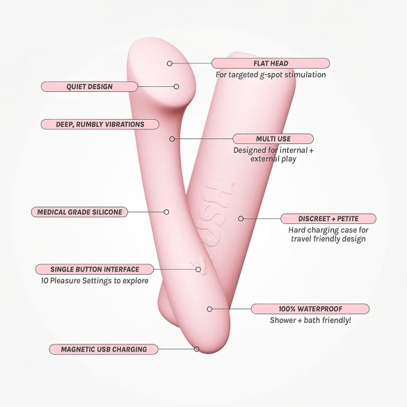 Vush Pop Shine - vibrator pentru punctul G, reîncărcabil, waterproof, roz