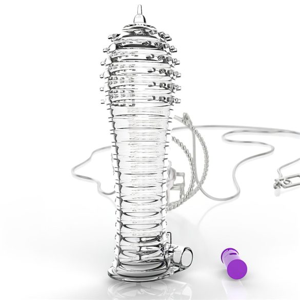 Lonely - mânecă penis vibrator, extensie grosime - transparent