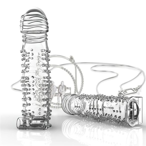 Lonely - mânecă penis cu vibrații și țepi - transparent