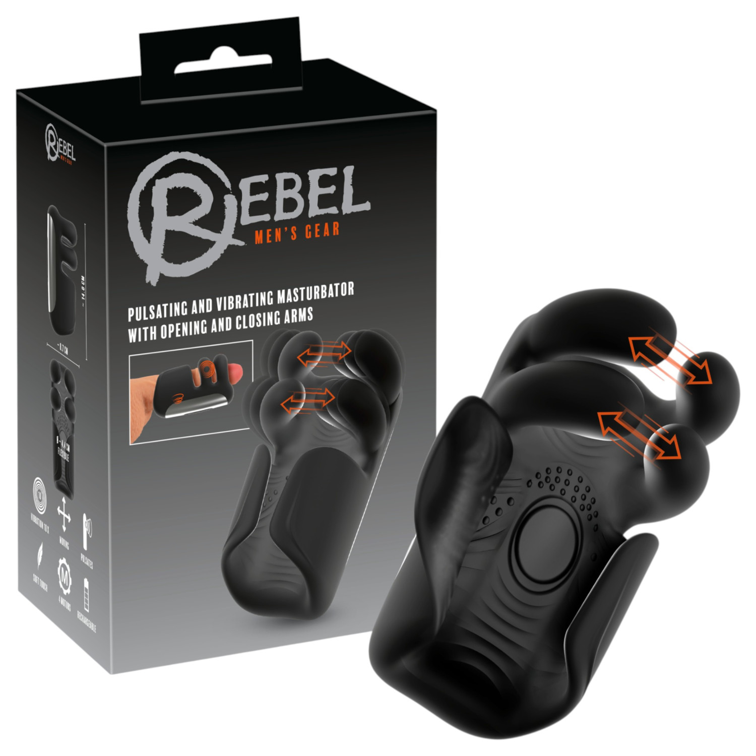 Rebel - masturbator cu pulsații și vibrații (negru)