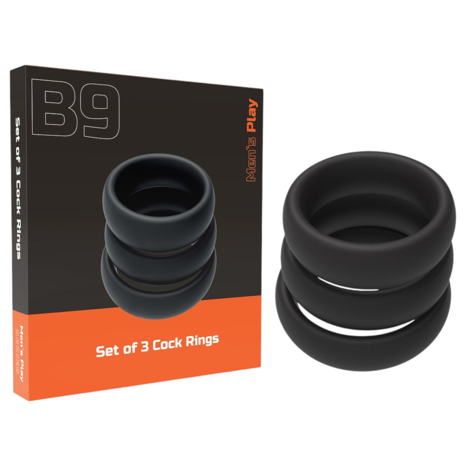 Erospace Men's Play - set de inele pentru penis groase negre (3 bucăți)