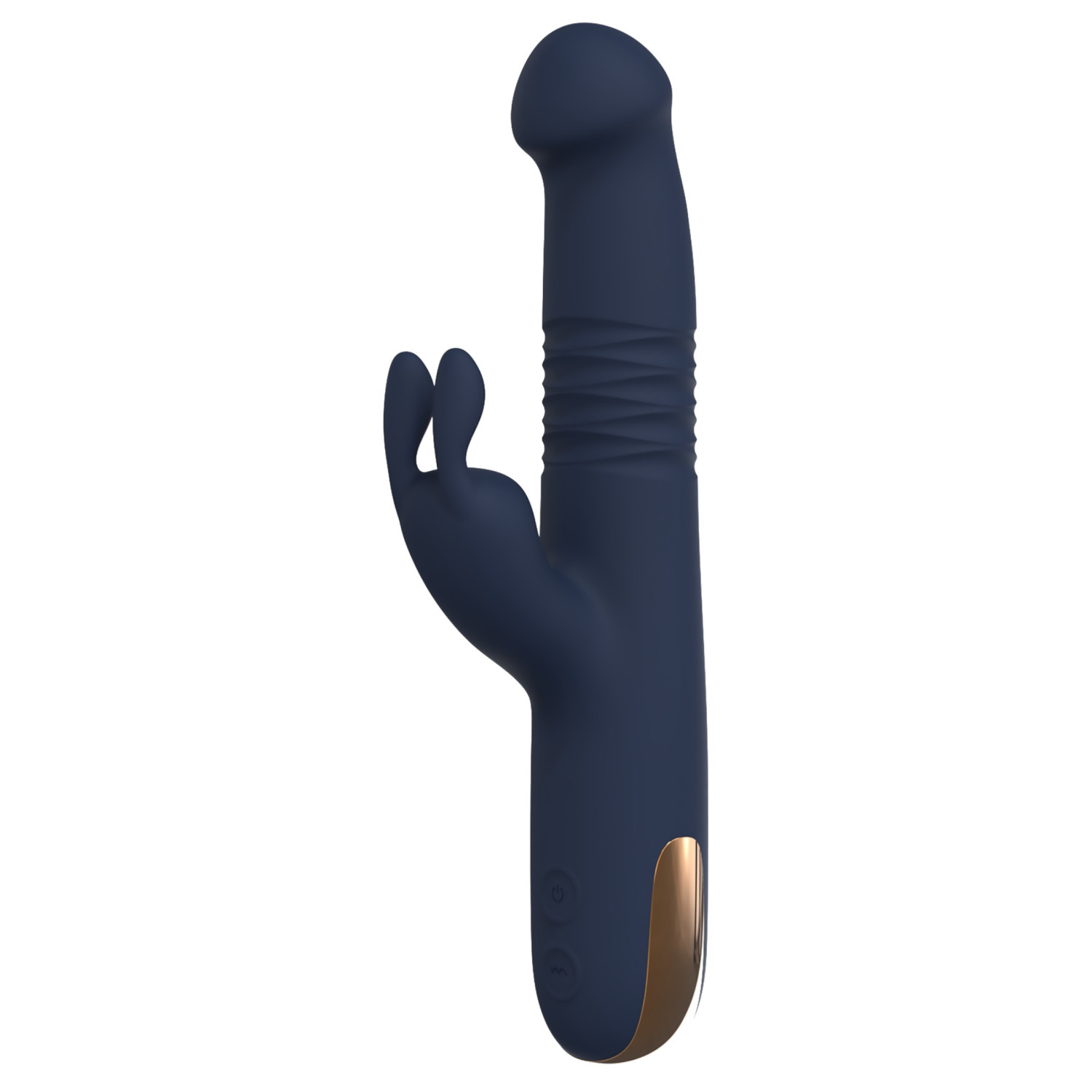 Dreamtoys Goddess Collection - vibrator cu mișcare de împingere (albastru închis)